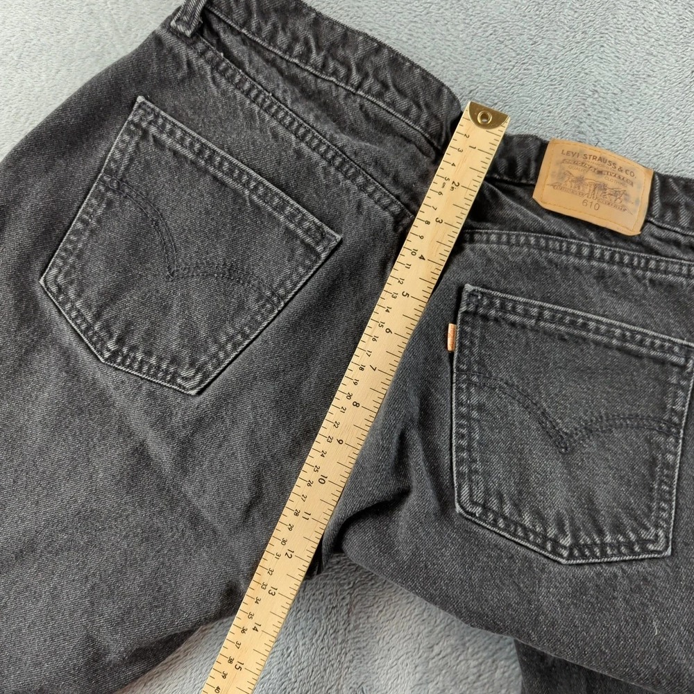 Vintage Levis Jeans 34‎ (Fits 30x32) Black Faded 610 Orange Tab Straight 90s Y2K - Picture 10 of 16